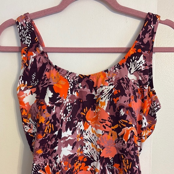 L.L. Bean Floral One Piece Swimsuit - Orange and Purple - Picture 2 of 6